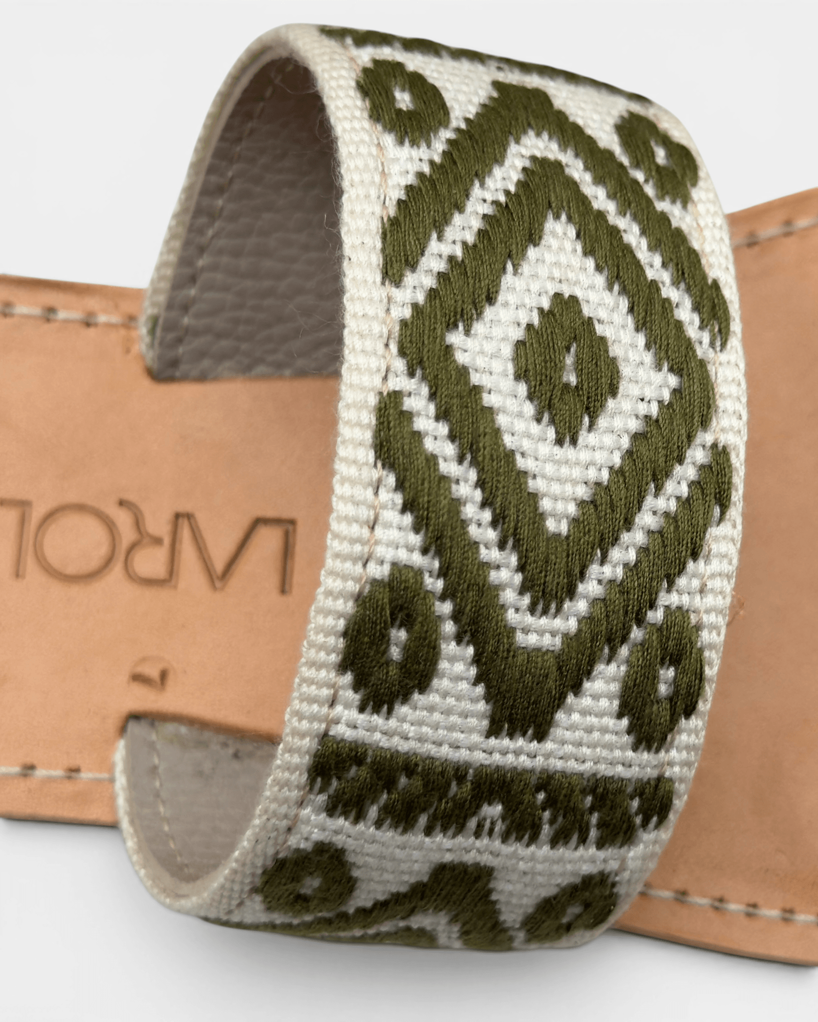 Elira Embroidered Leather Flat Sandals