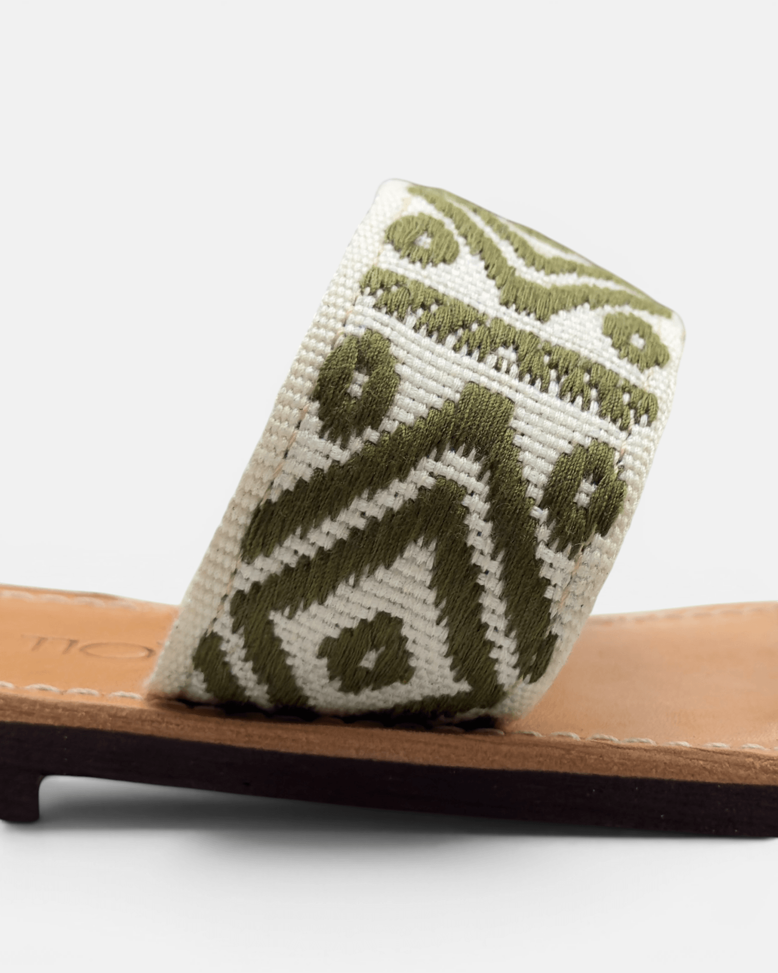 Elira Embroidered Leather Flat Sandals