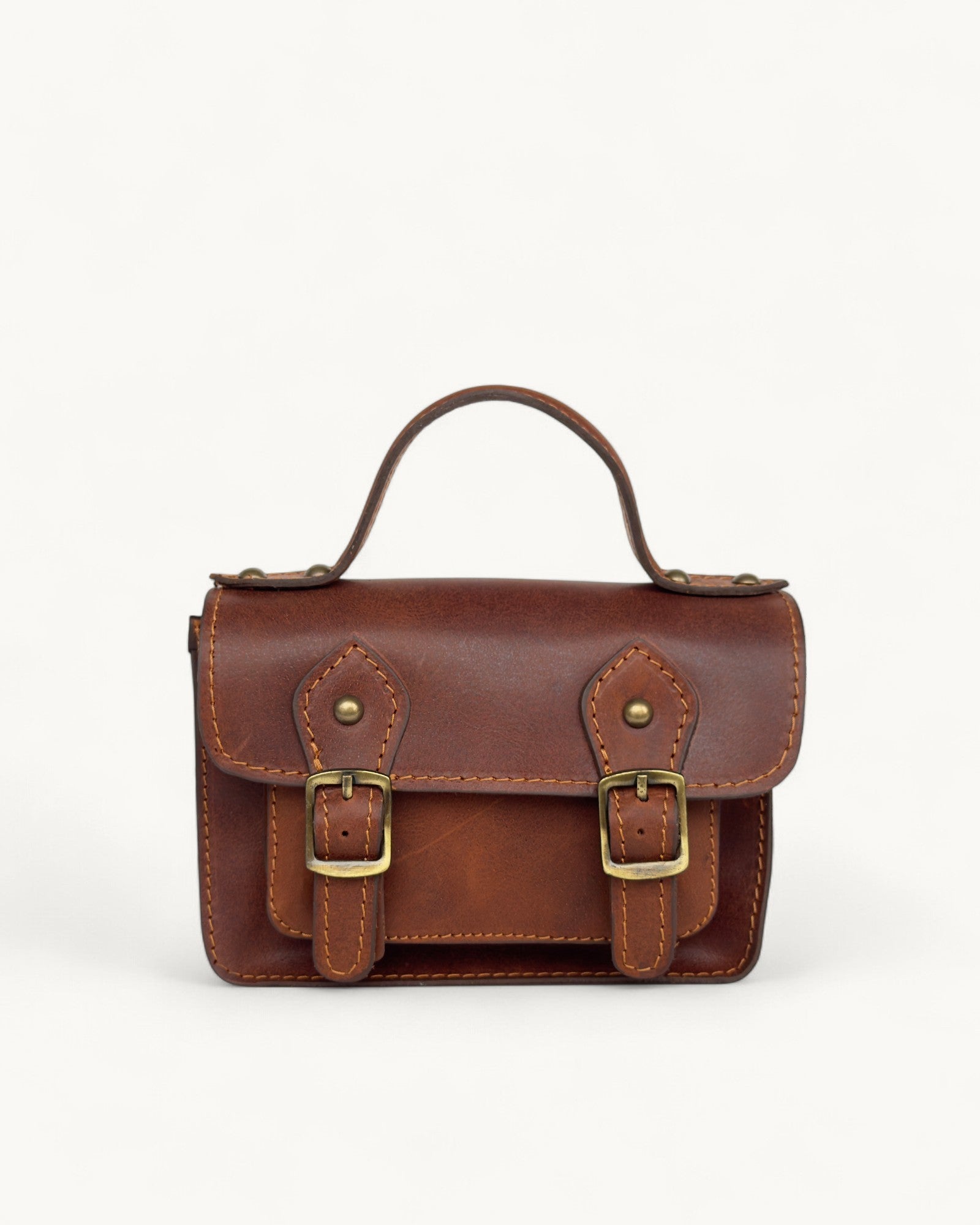 Mini sacoche en cuir marron – Sac bandoulière fait main