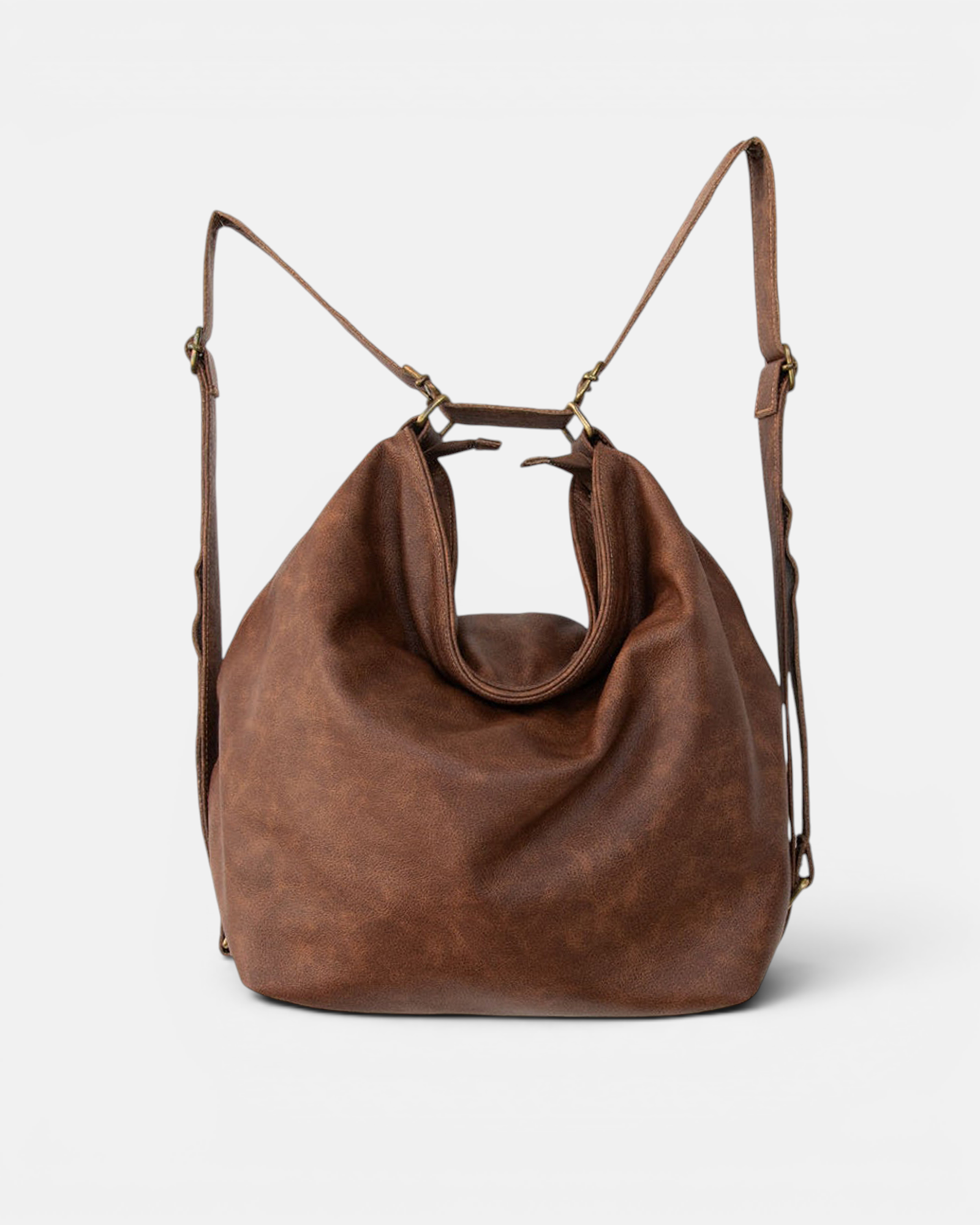 Brown Convertible Leather Hobo Bag – 3-in-1 Shoulder, Backpack & Crossbody