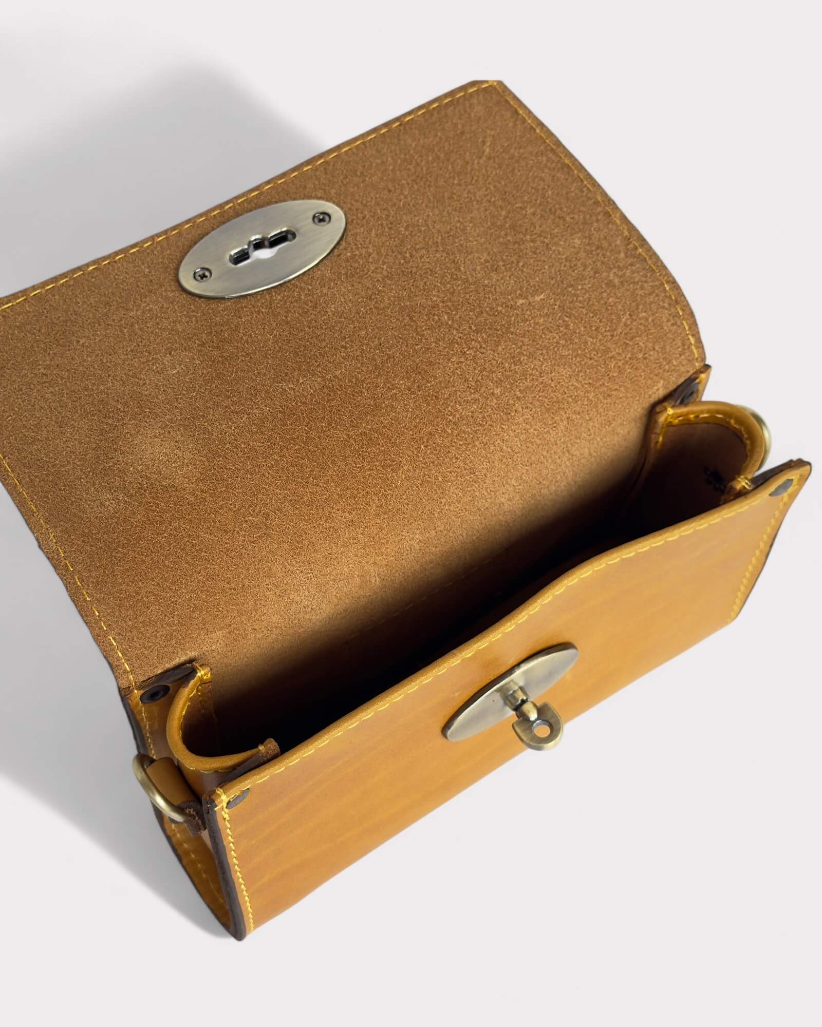 Mini Leather Tan Crossbody Clutch – Handmade Artisan Phone Purse