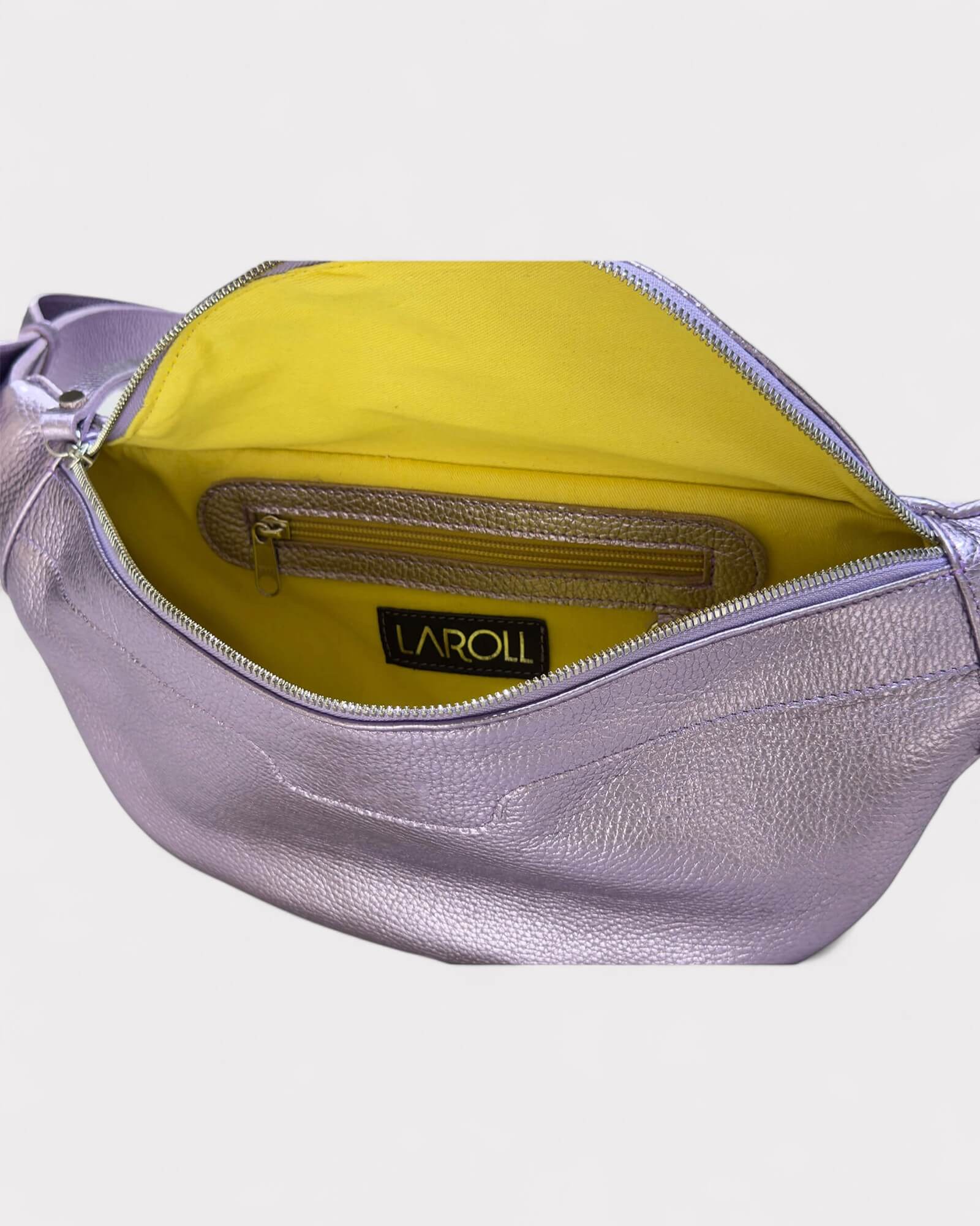 Metallic Lilac Leather Sling Bag - Soft Crossbody Fanny Pack