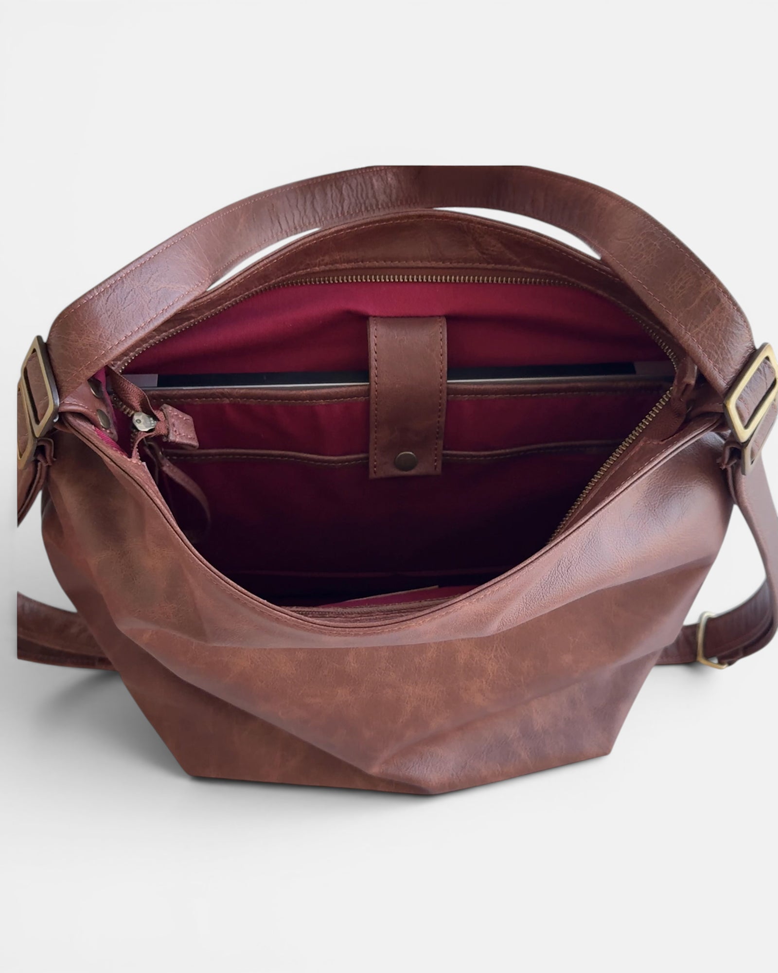Brown Convertible Leather Hobo Bag – 3-in-1 Shoulder, Backpack & Crossbody