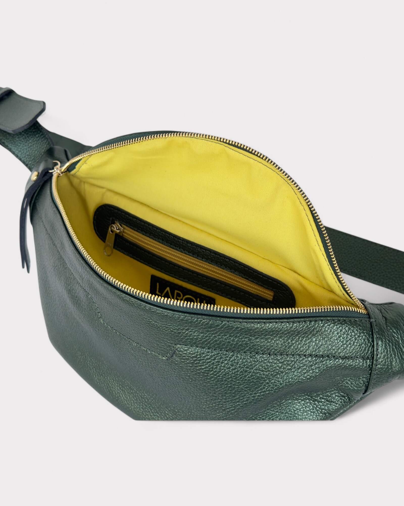 lining green metallic fanny pack