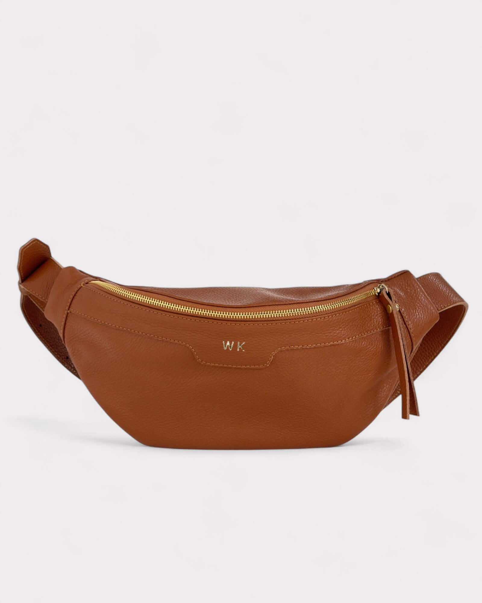 Sac bandoulière en cuir beige moyen - Sac banane souple