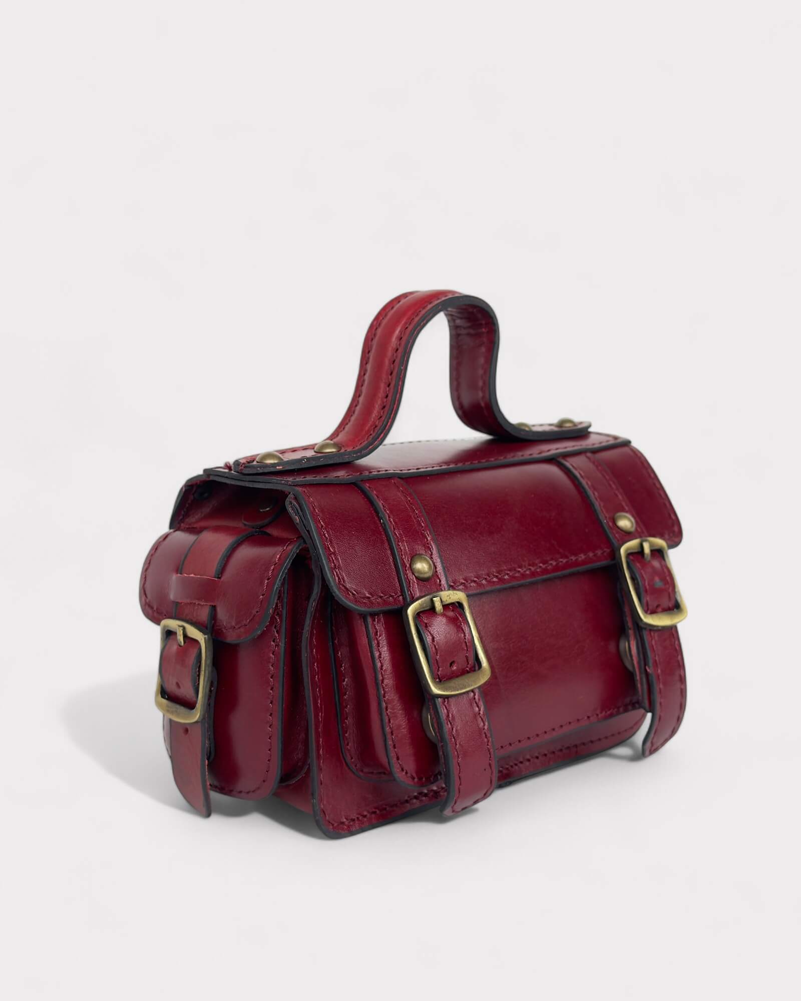 red crossbody bag side view