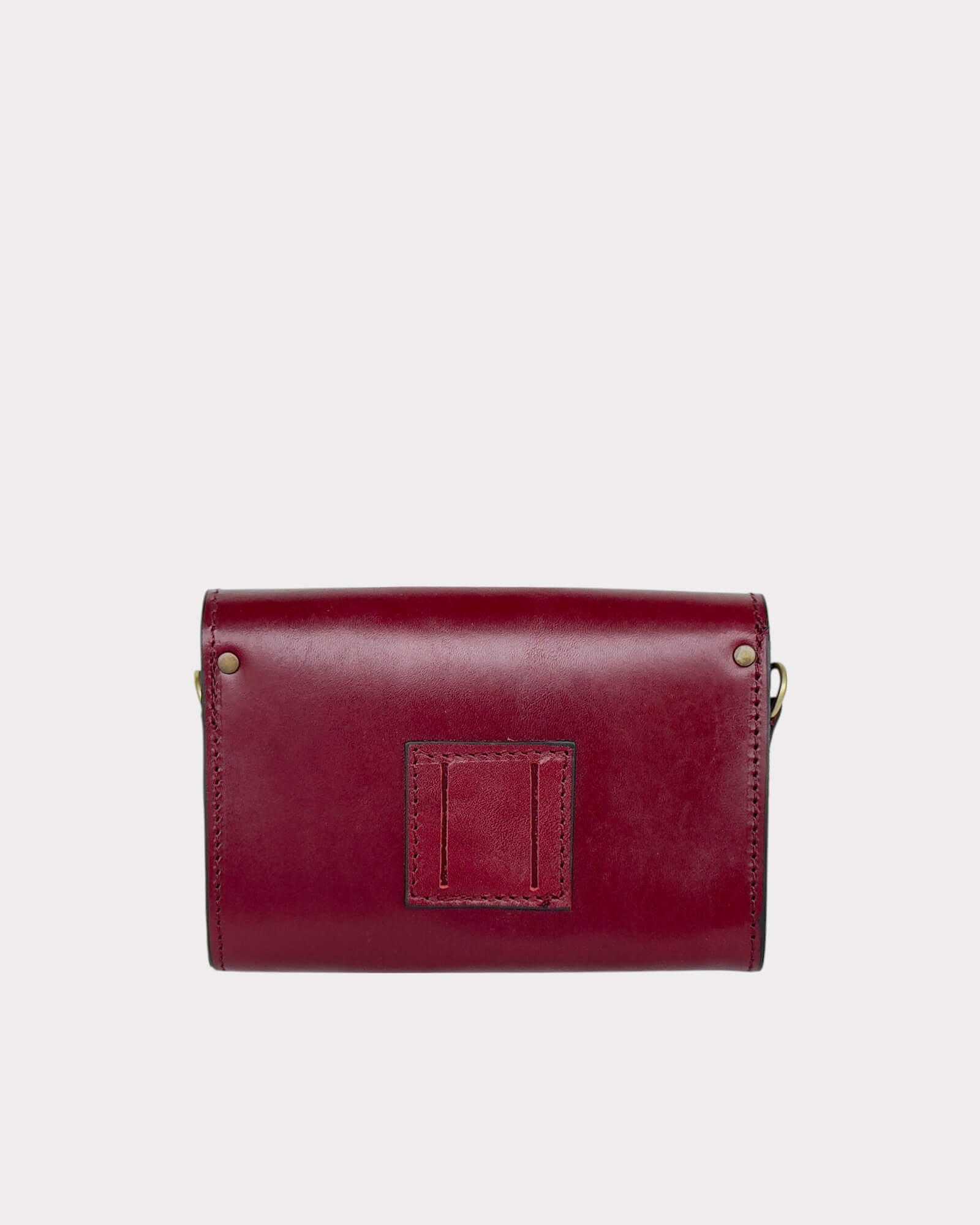 Mini-Umhängetasche aus burgunderrotem Leder – handgefertigte Handytasche