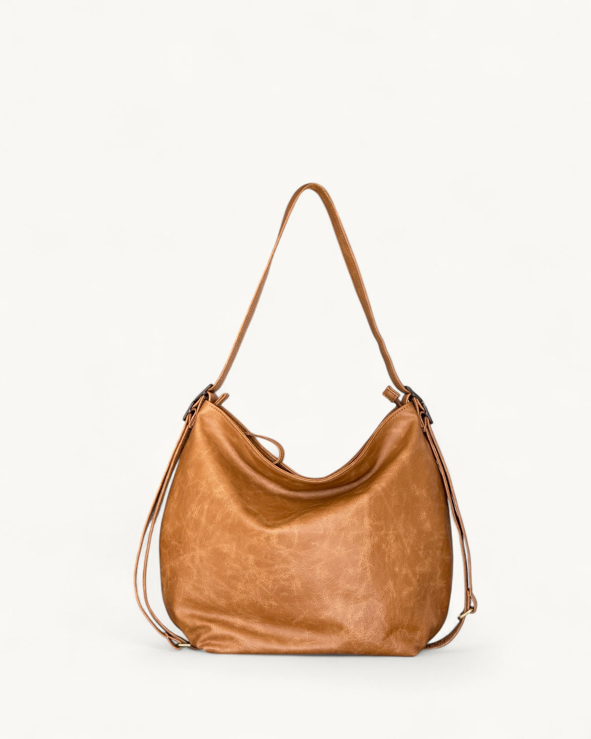Tan Convertible Leather Hobo Bag – Shoulder, Backpack  display picture 1