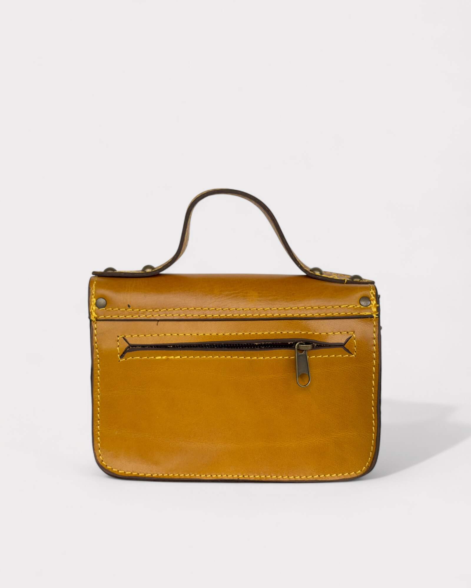 Mini Tan Leather Satchel – Handmade Crossbody Bag