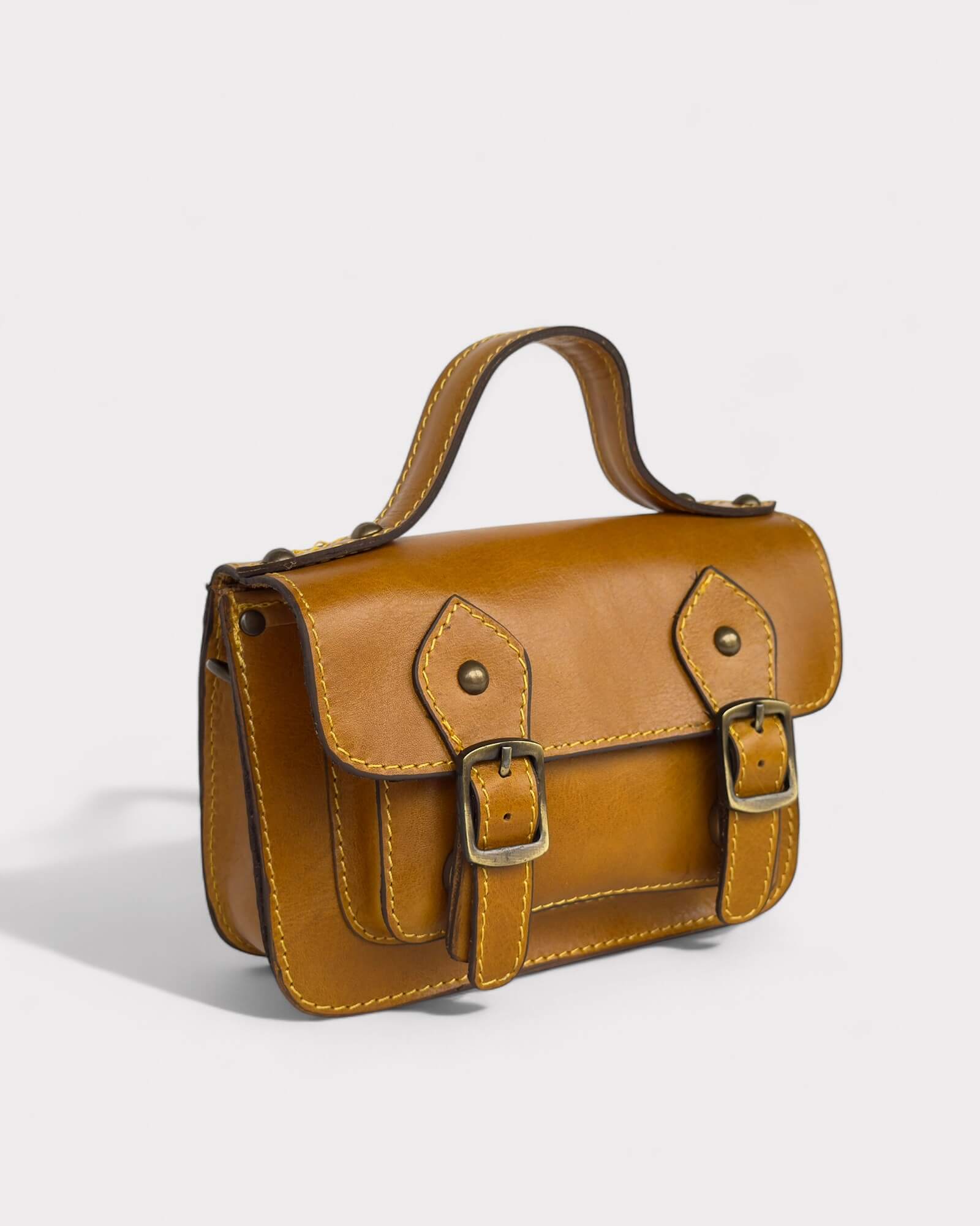 Mini sacoche en cuir beige – Sac bandoulière fait main