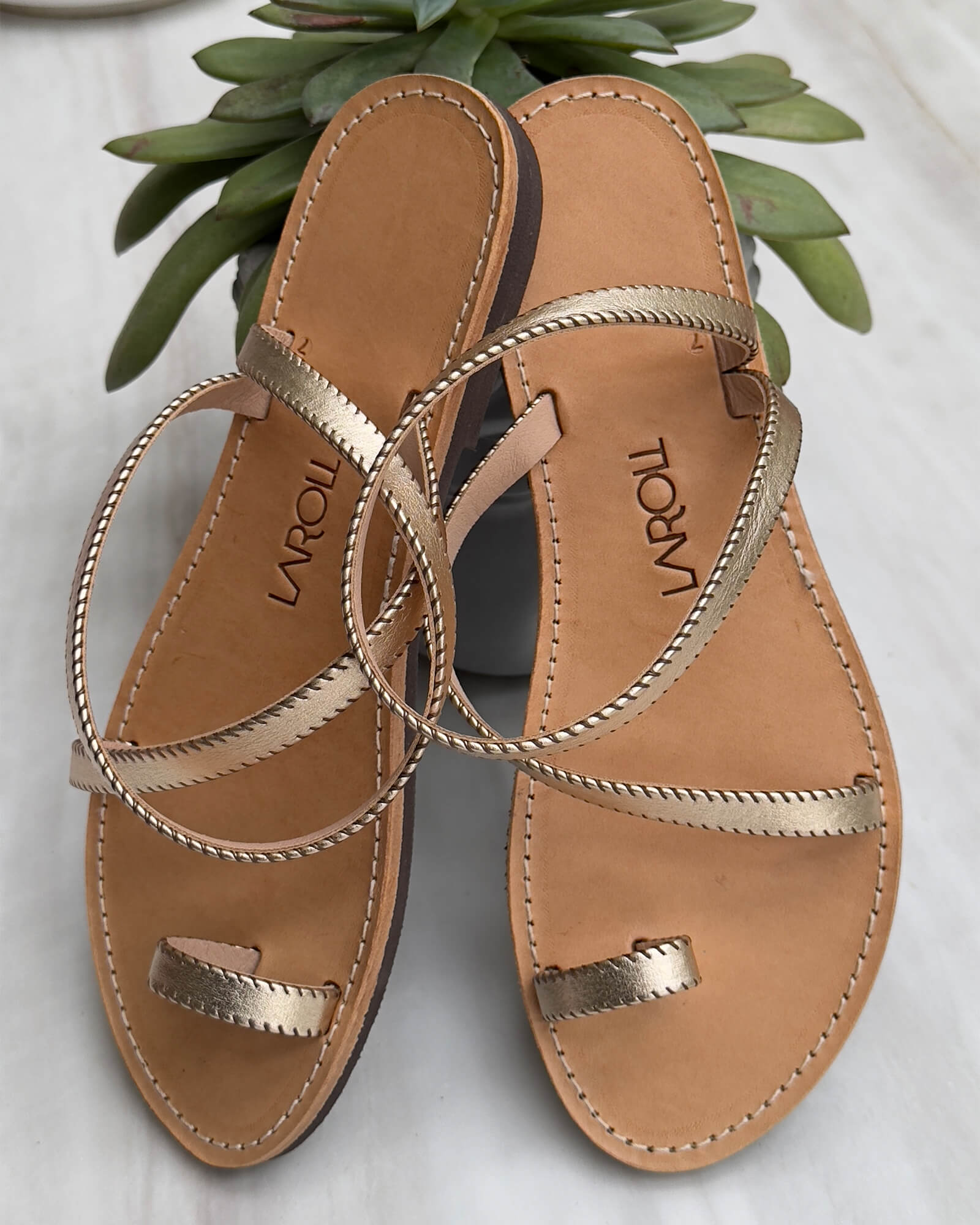 Aura Gold Metallic Toe Ring Sandals