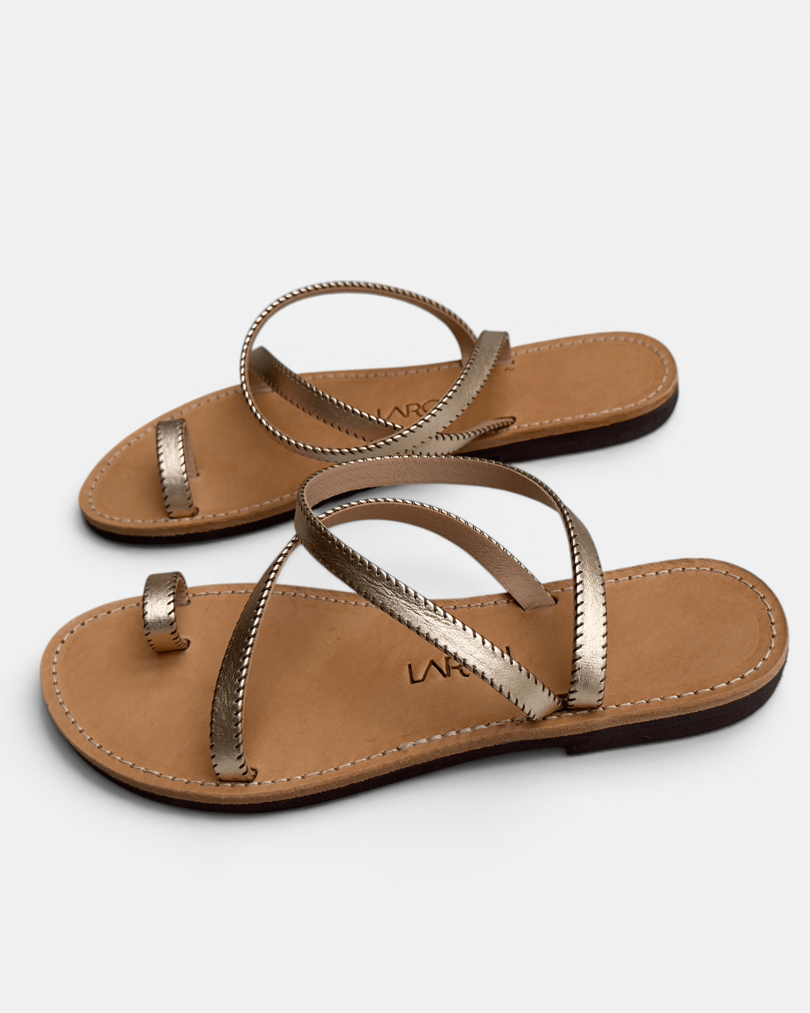 Aura Gold Metallic Toe Ring Sandals