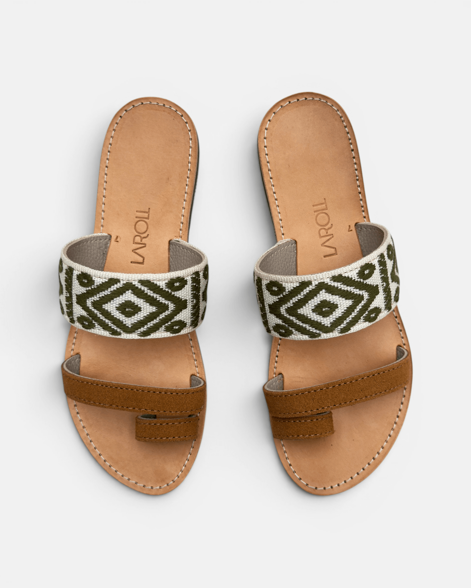 Elira Embroidered Leather Flat Sandals