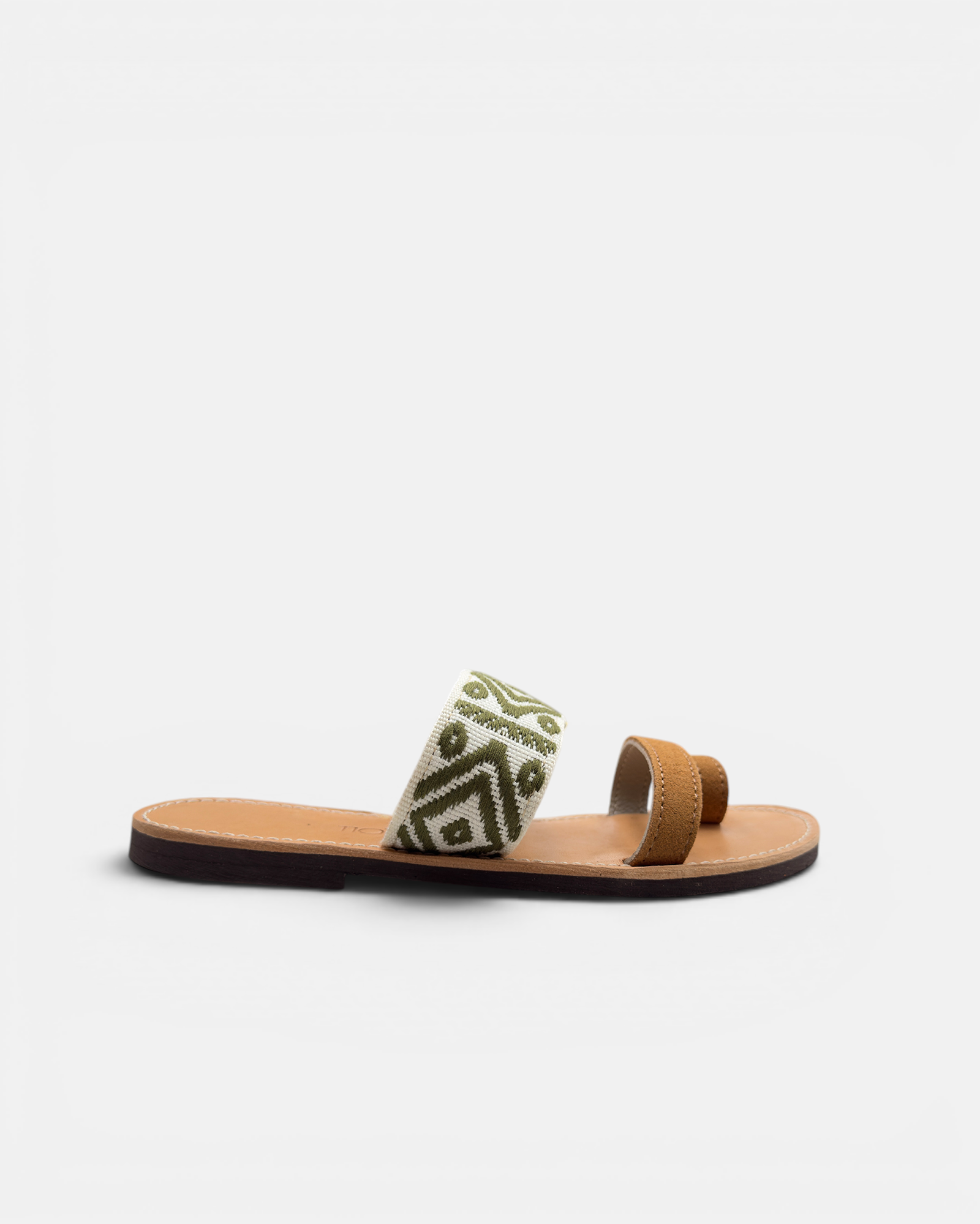 Elira Embroidered Leather Flat Sandals