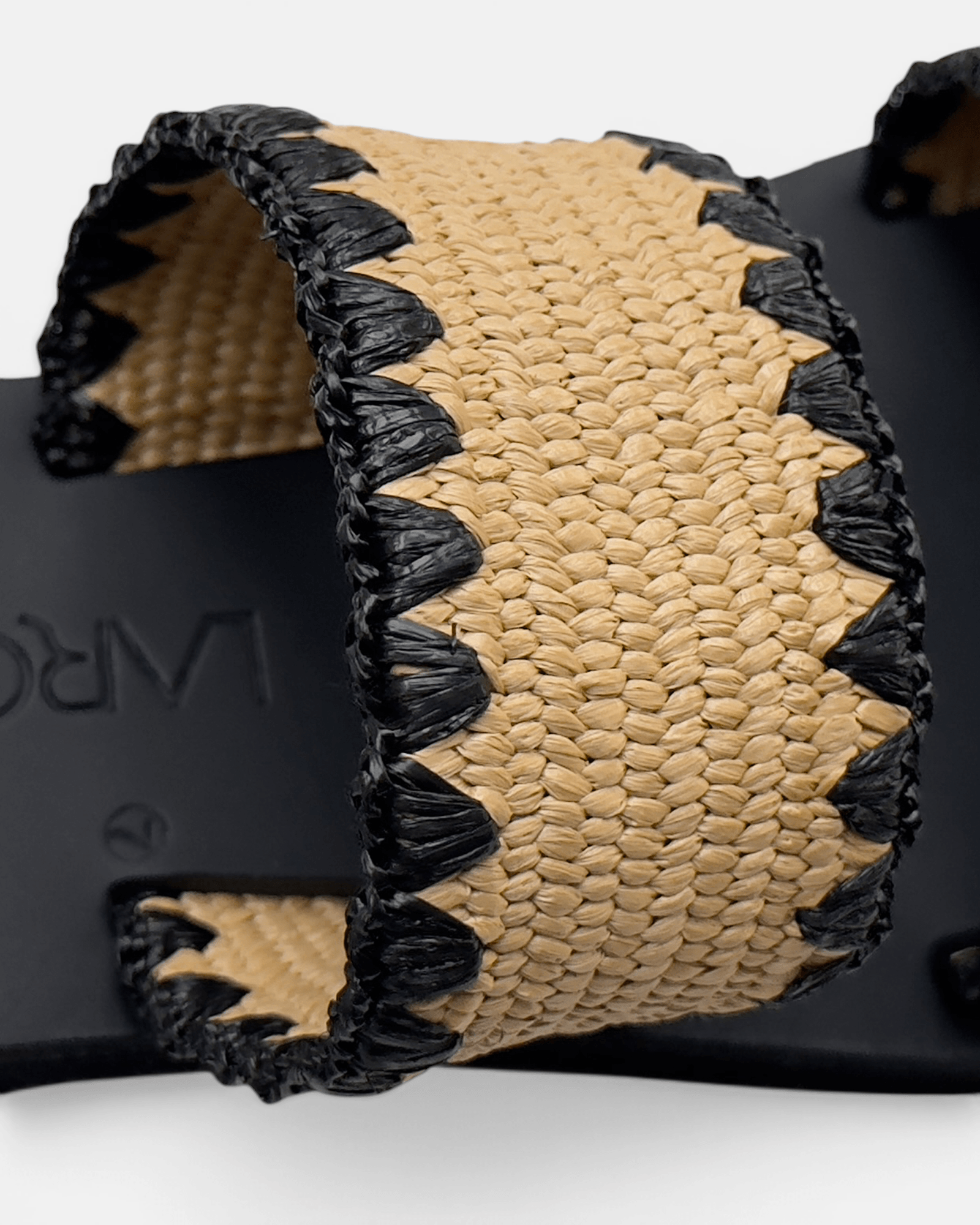 Kaia Elastic Double Strap Raffia Slides