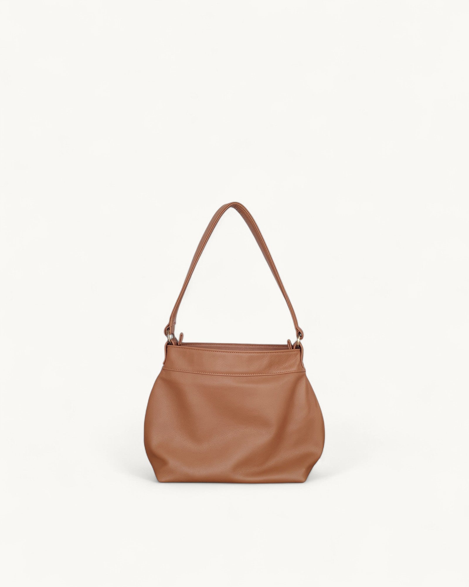 SMALL TAN LEATHER HOBO BAG MAIN FRONT BODY IMAGE