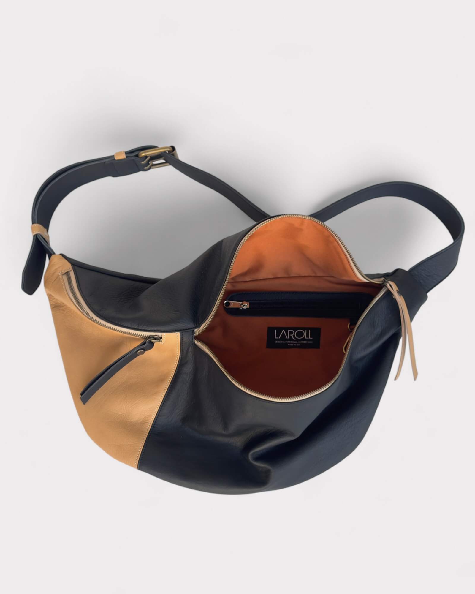 black and tan fanny pack image of lining