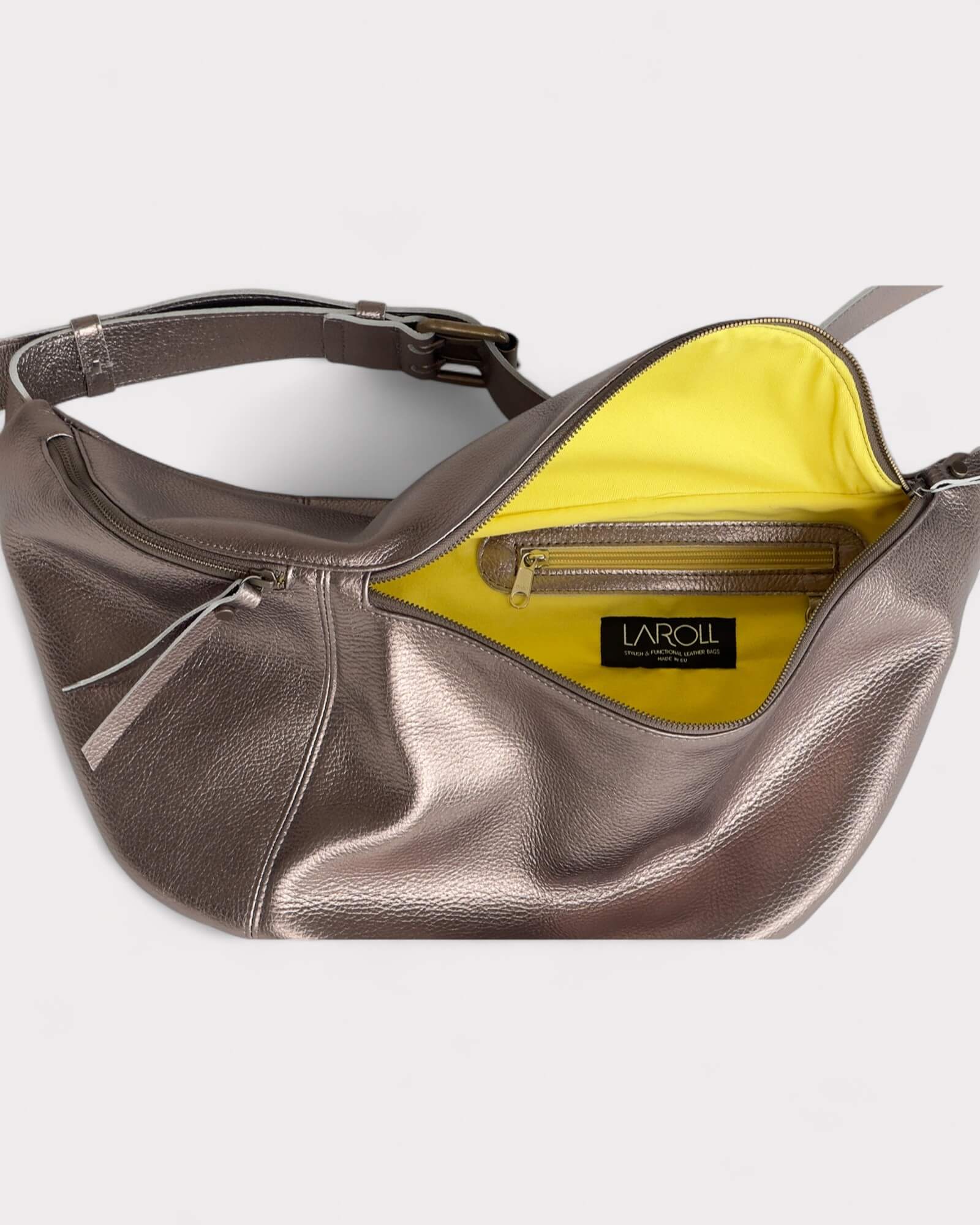 metallic bronze sling bag interior lining image