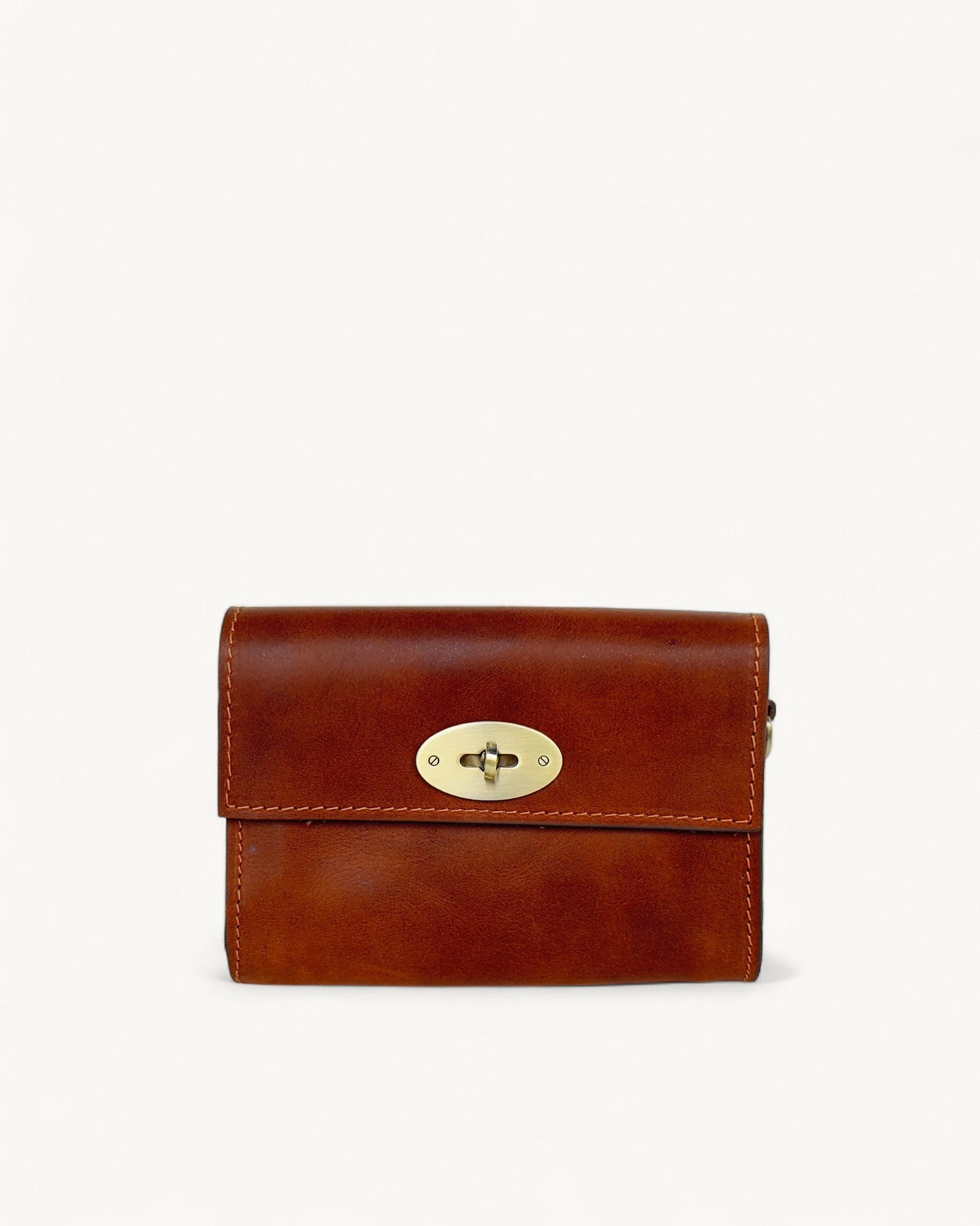 Mini pochette bandoulière en cuir marron – Porte-téléphone artisanal fait main