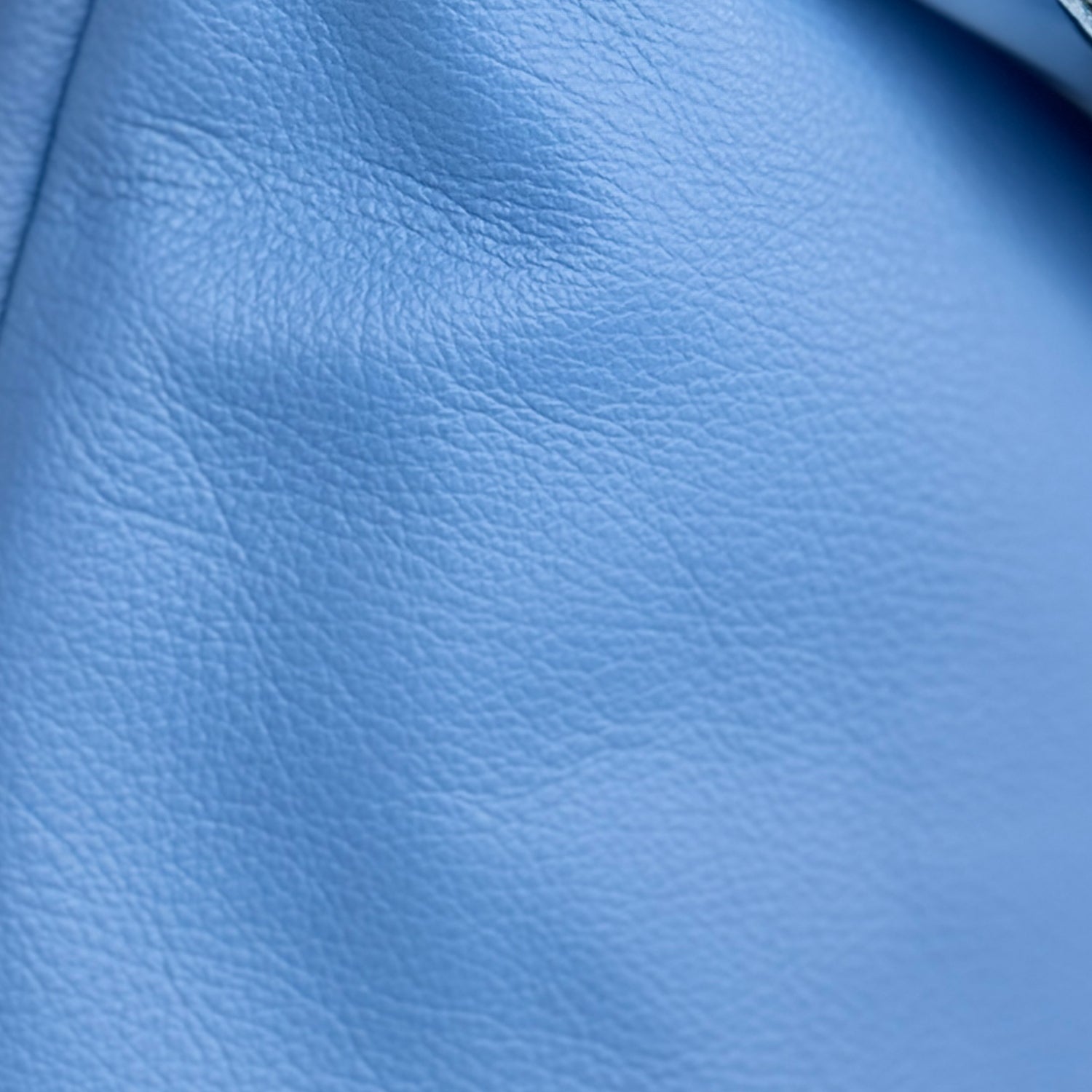 Close-up of blue leather texture