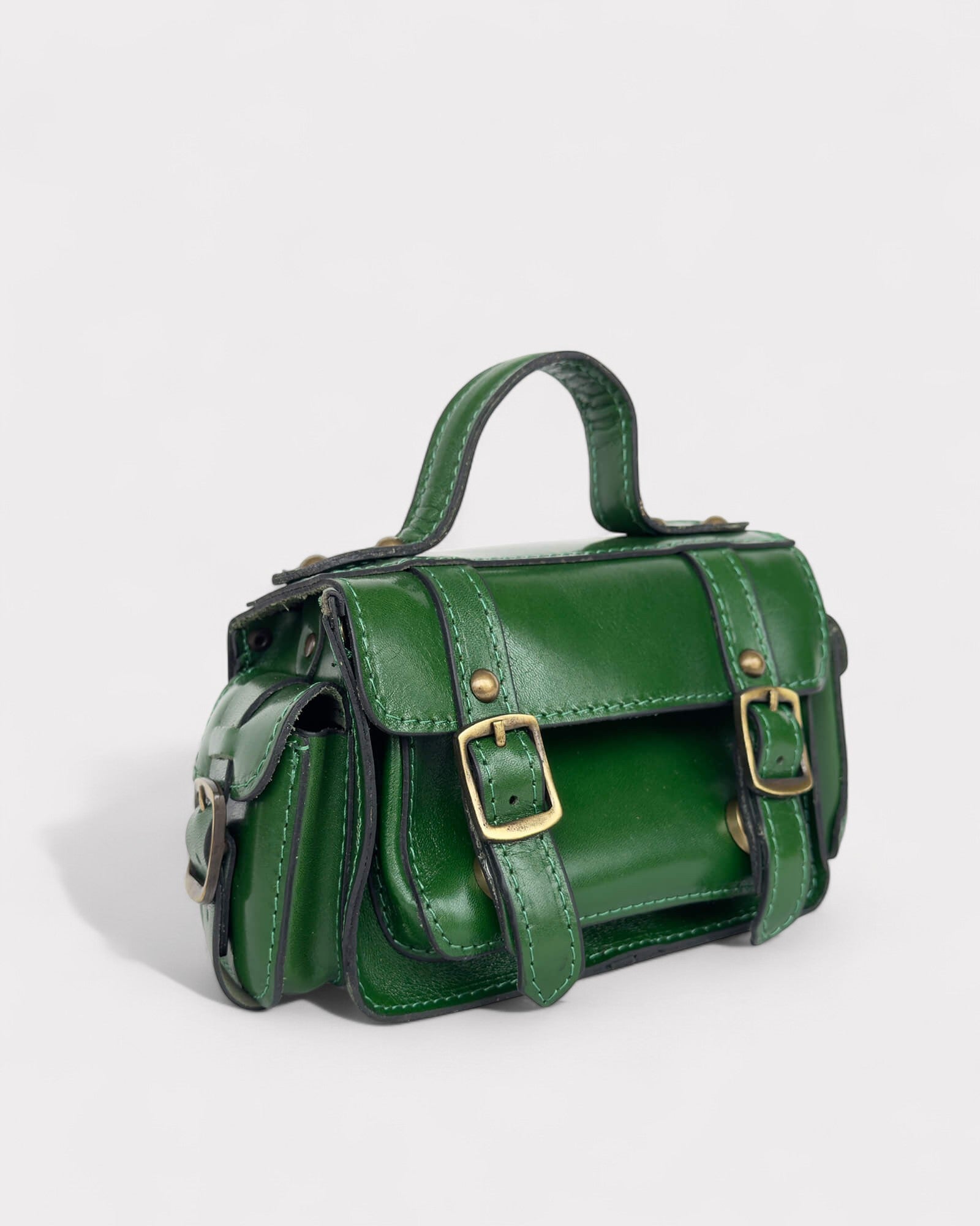 green satchel crossbody side view