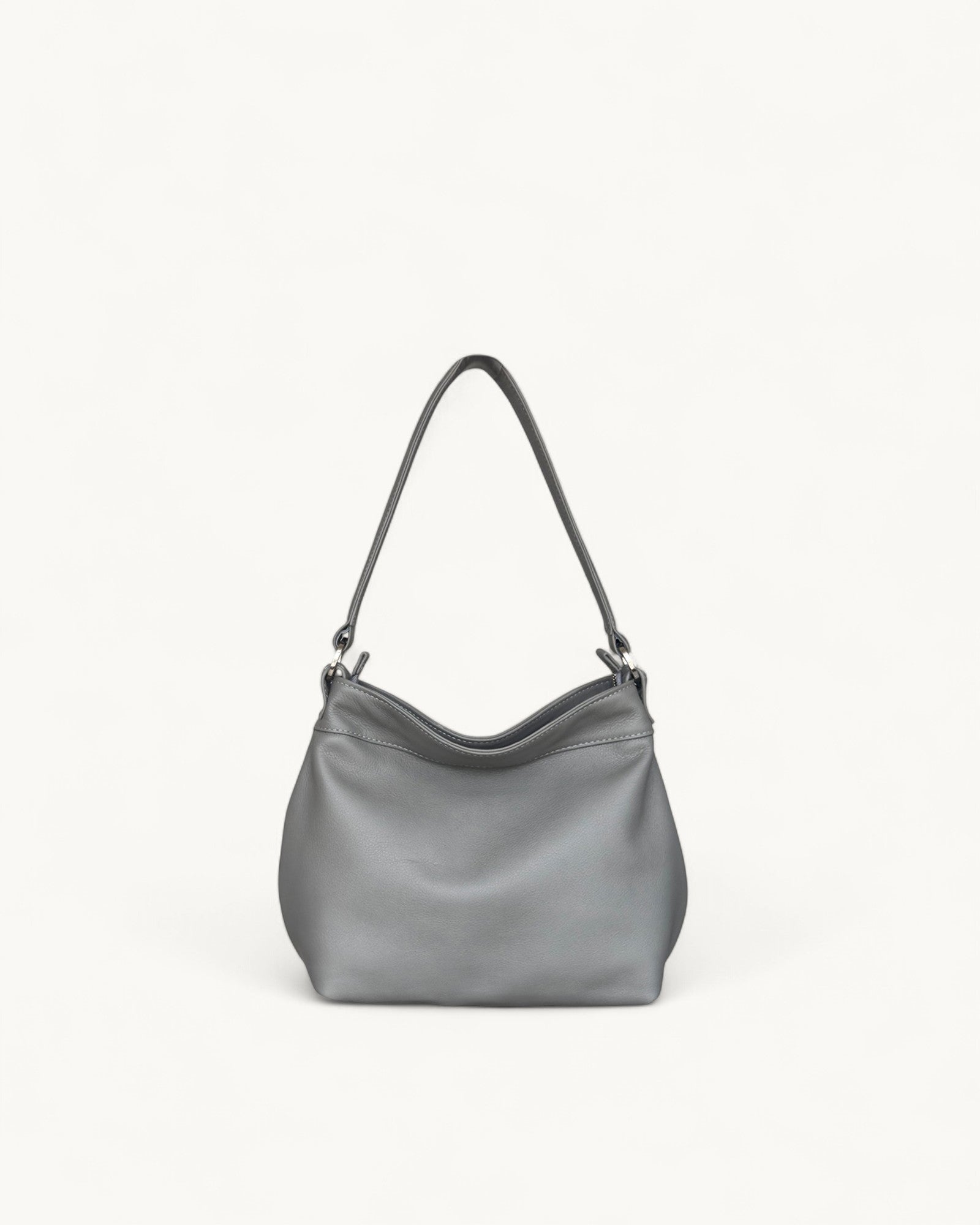 Gray handbag on a white background