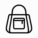 Outline of a handbag with a pocket on a white background