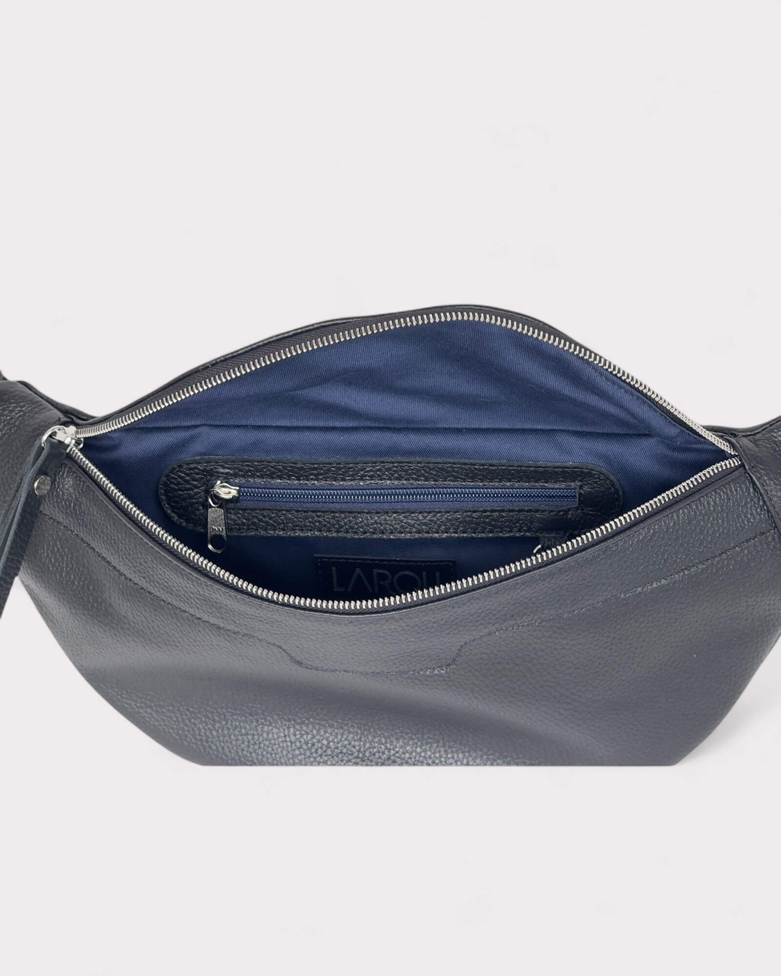 Medium Black Leather Sling Bag - Slouchy Crossbody Fanny Pack