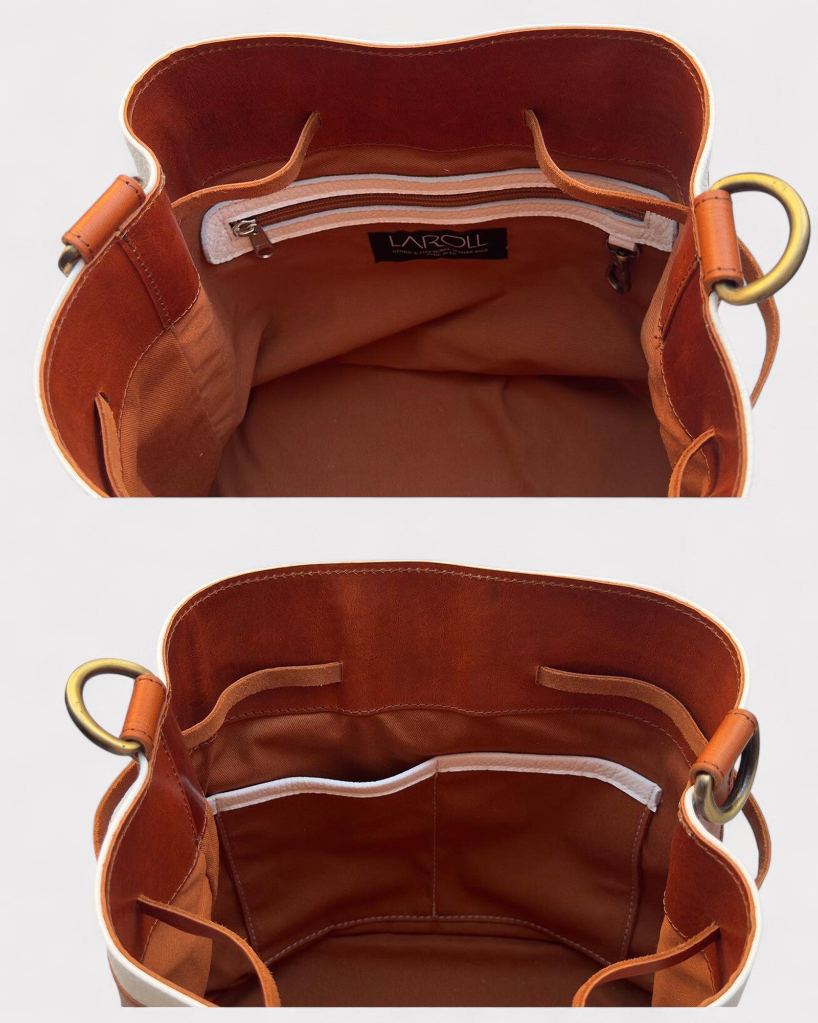 White leather bucket interior lining