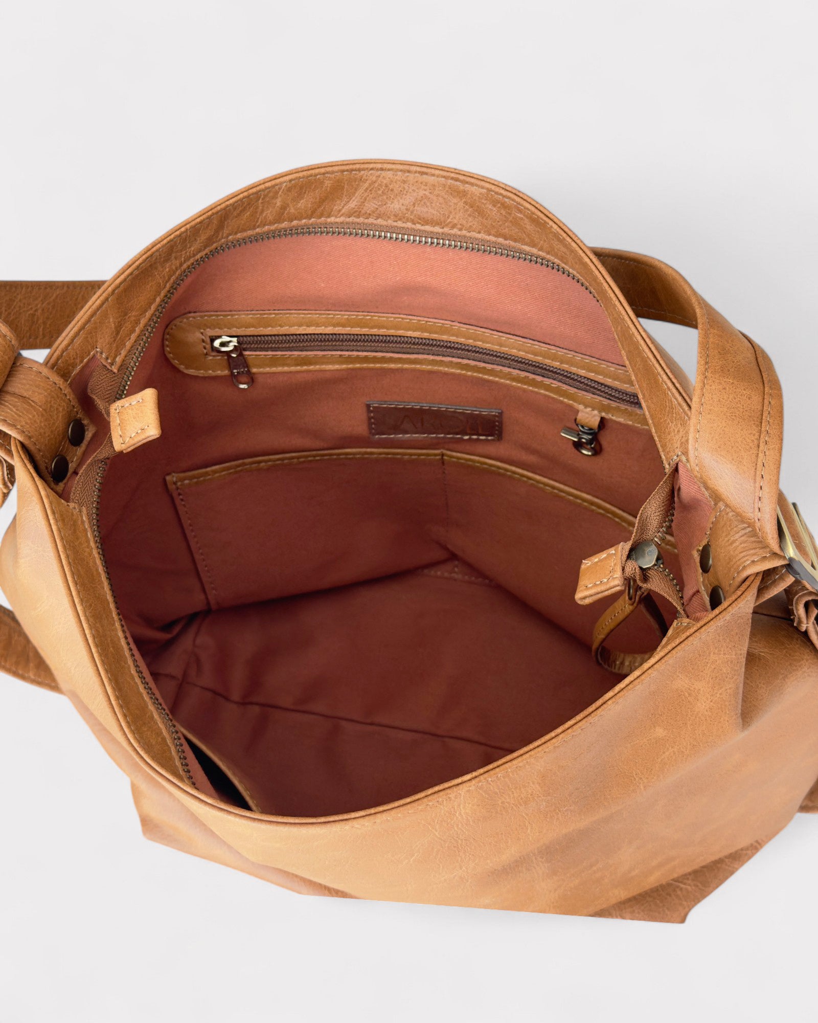 lining of the tan convertible hobo bag