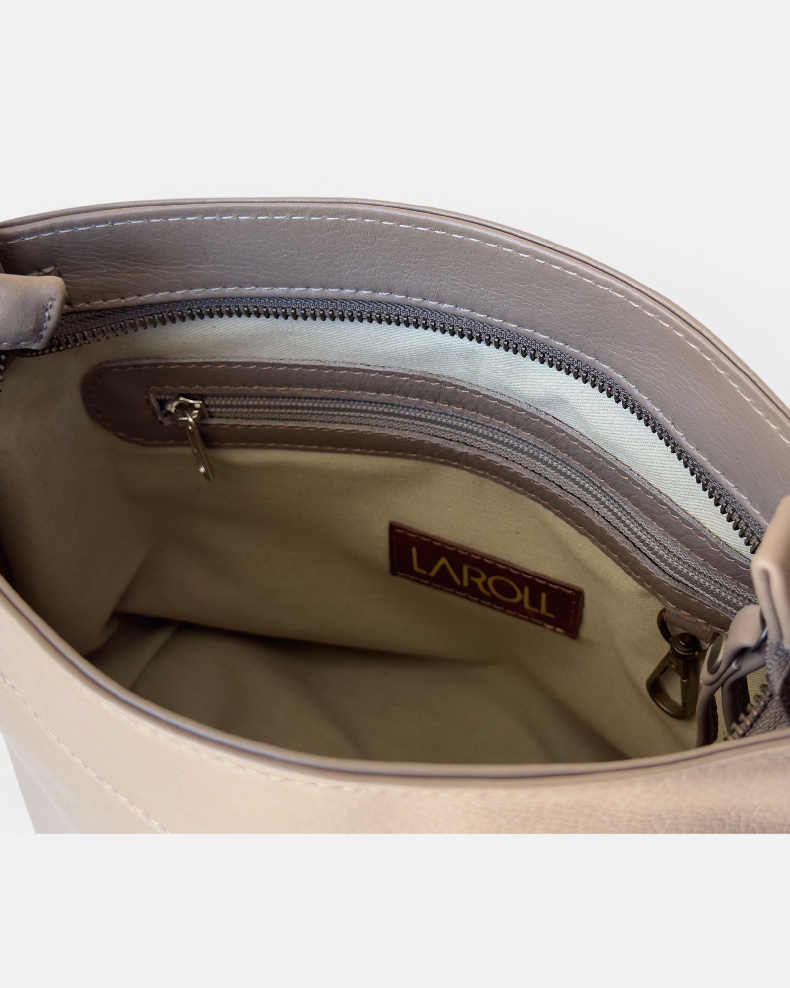 Sac hobo en cuir taupe – Sac à bandoulière souple pour femme, fait main, taille moyenne