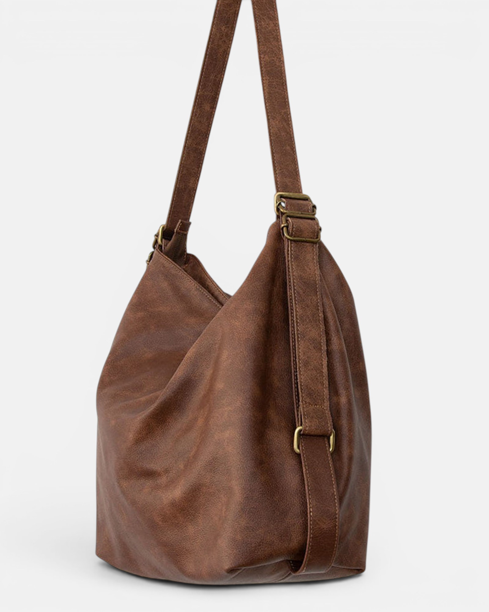Brown Convertible Leather Hobo  Bag – 3-in-1 Shoulder, Backpack & Crossbody