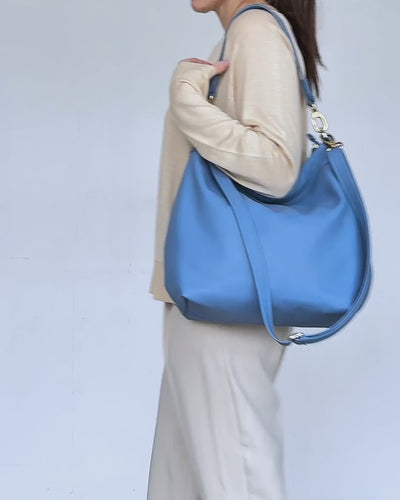 video of ocean blue hobo bag