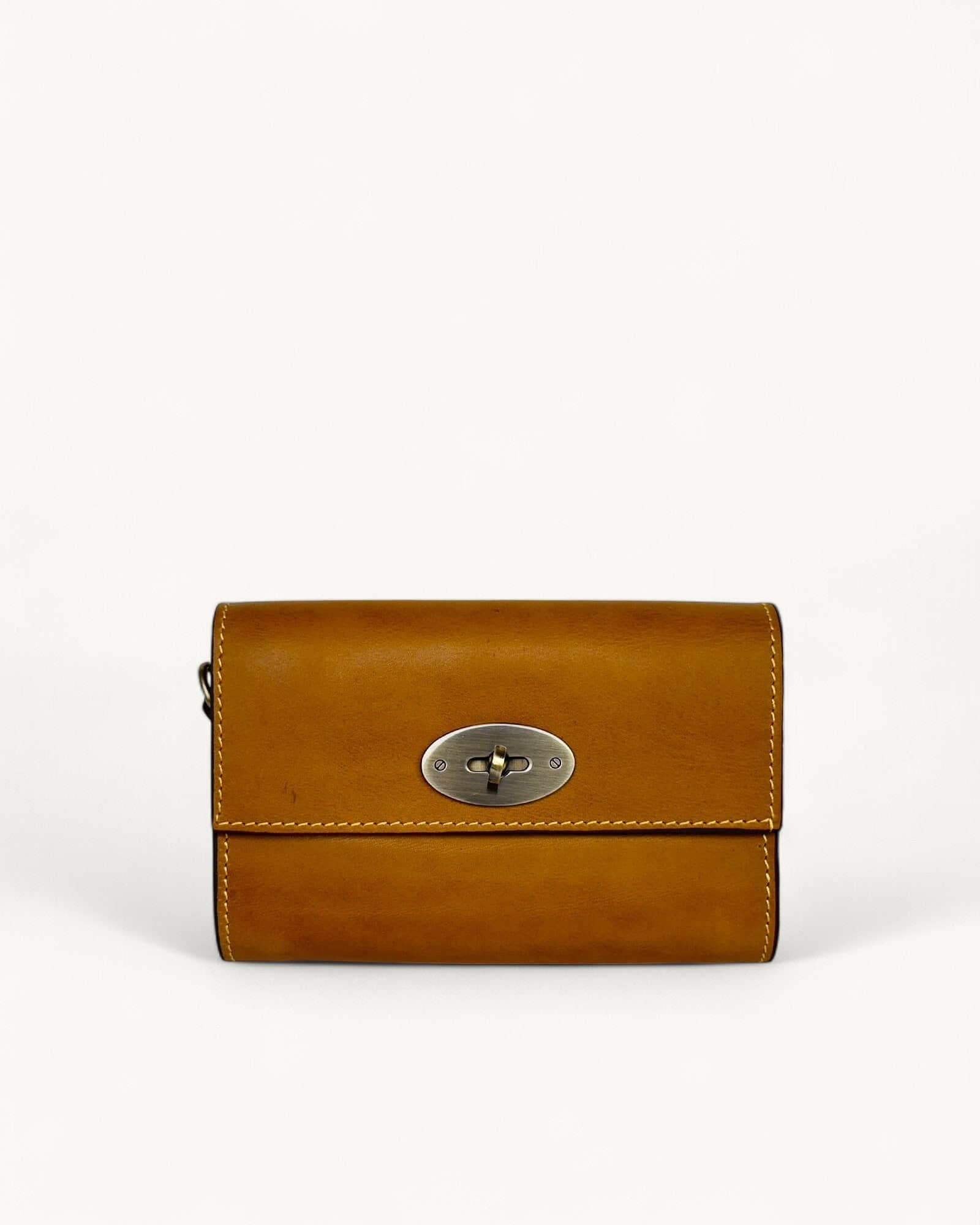 Mini pochette bandoulière en cuir beige – Porte-monnaie artisanal pour téléphone