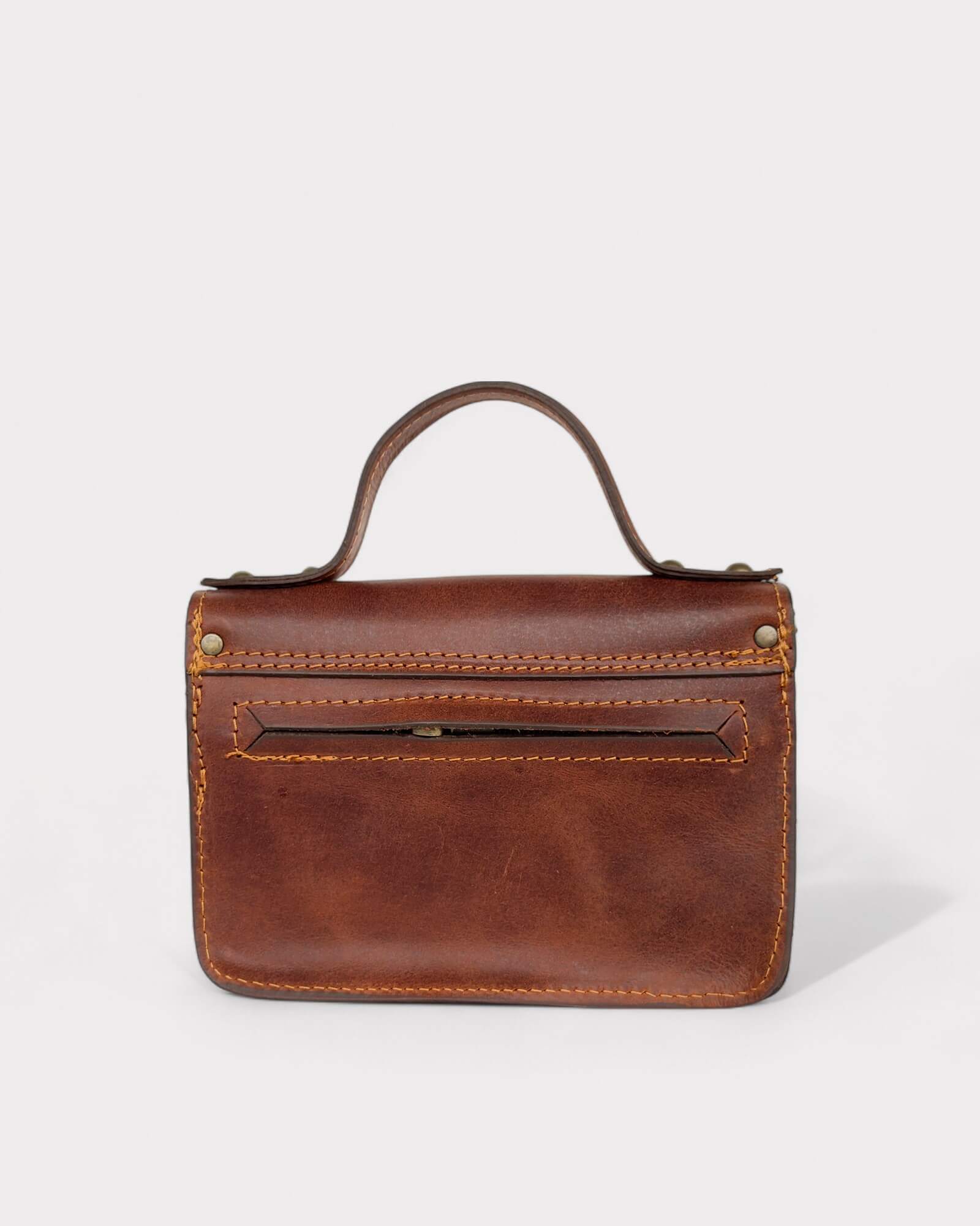 Mini sacoche en cuir marron – Sac bandoulière fait main
