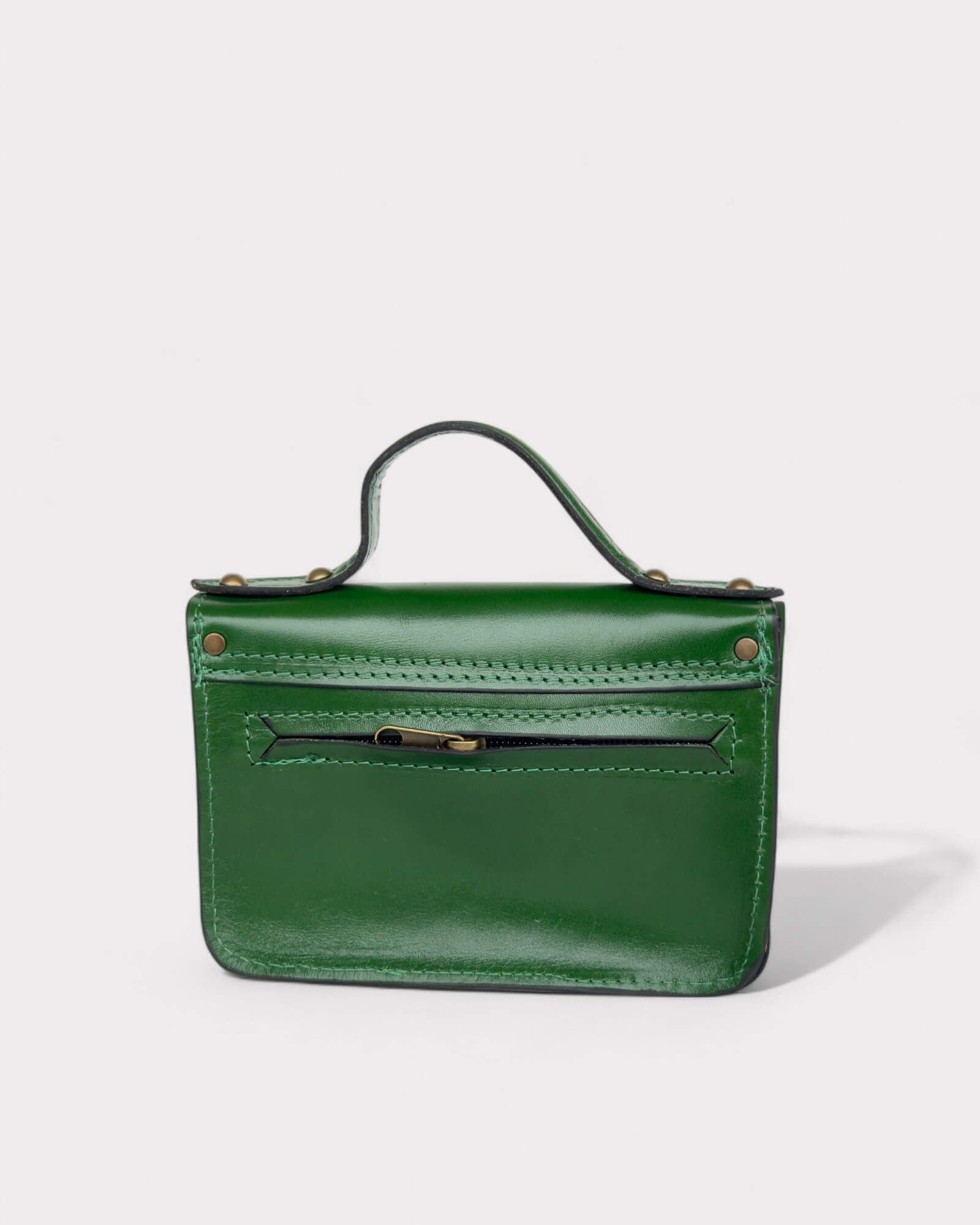 Mini Green Leather Satchel – Handmade Crossbody Bag
