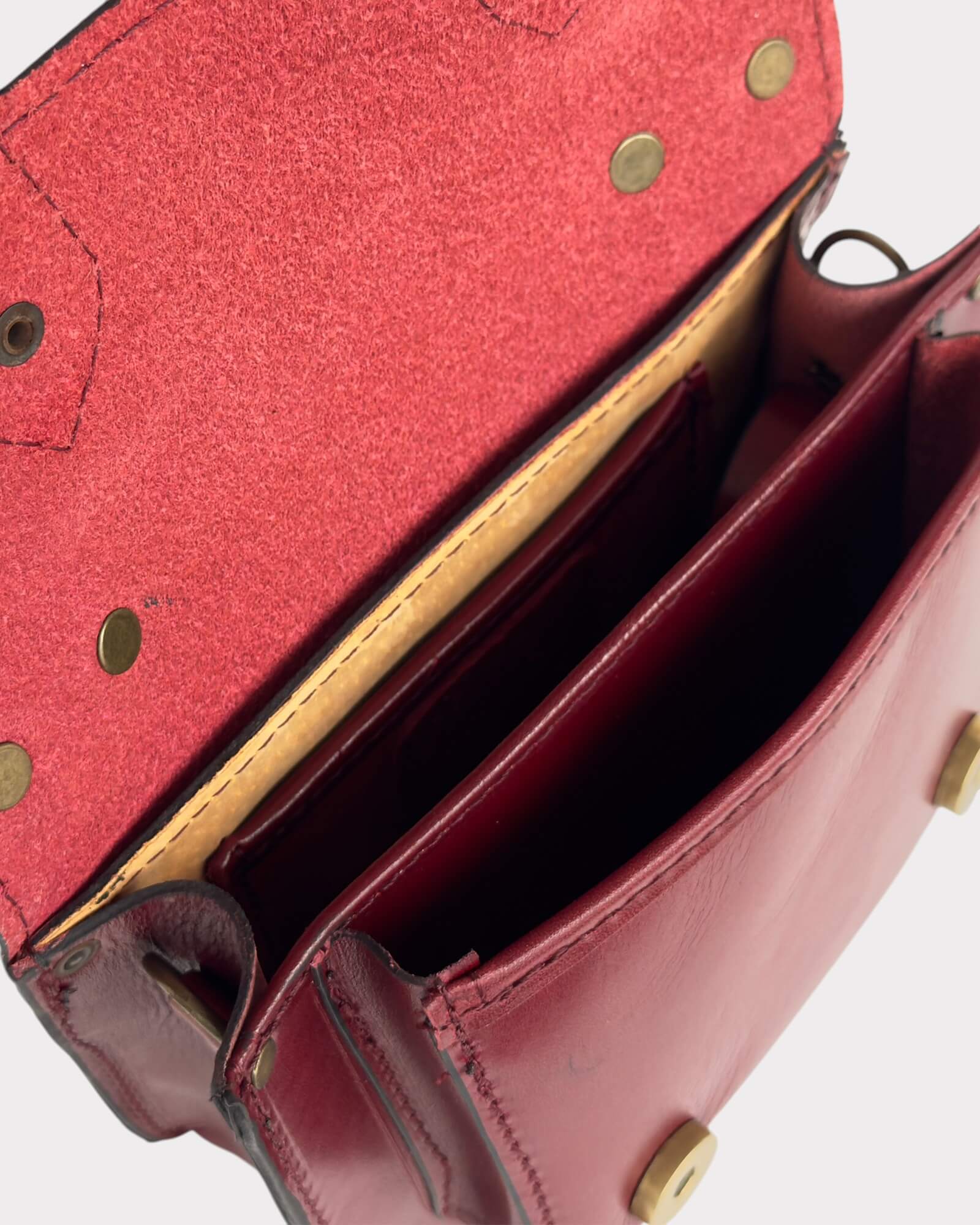 Mini-Umhängetasche aus rotem Leder – handgefertigte Umhängetasche