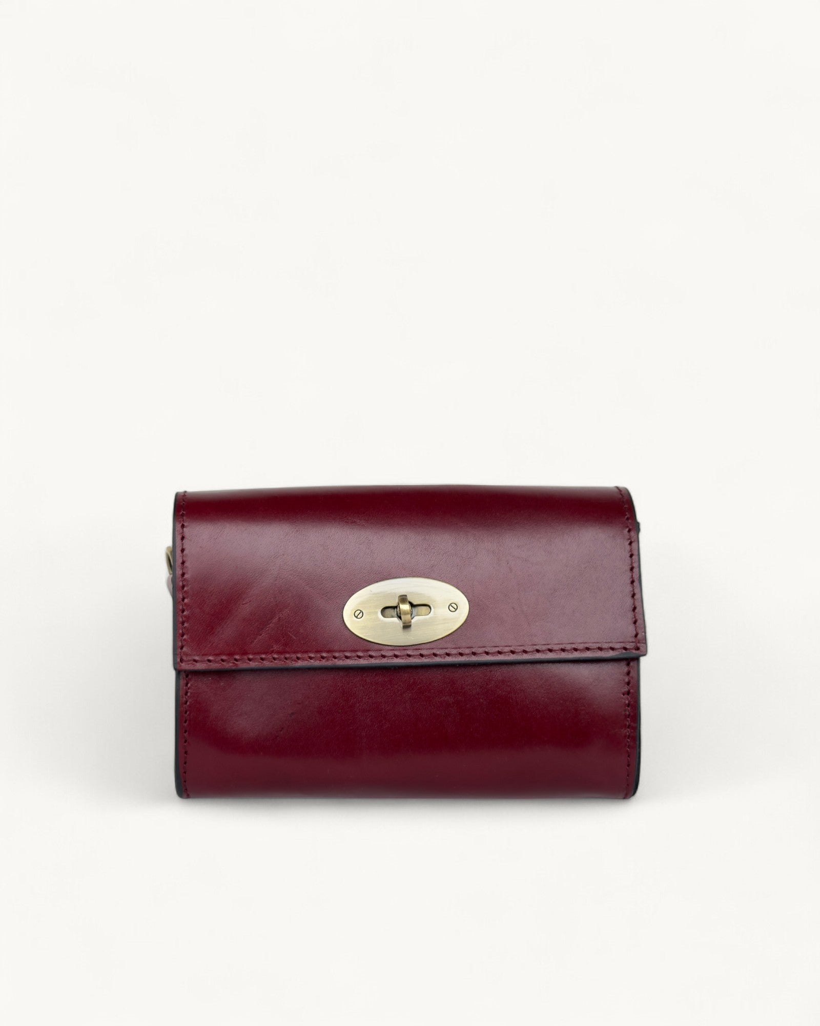 Mini pochette bandoulière en cuir bordeaux-rouge – Porte-téléphone artisanal fait main